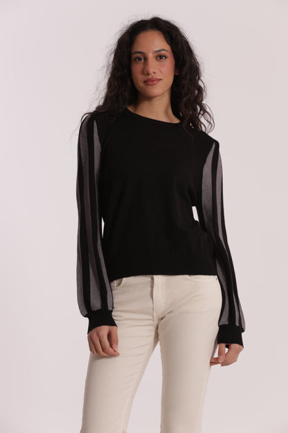 MAGLIA CON MANICHE A RIGHE