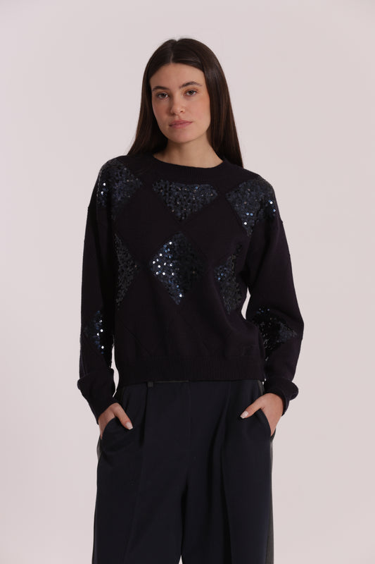 MAGLIA CON ROMBI E PAILLETES