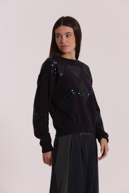 MAGLIA CON ROMBI E PAILLETES
