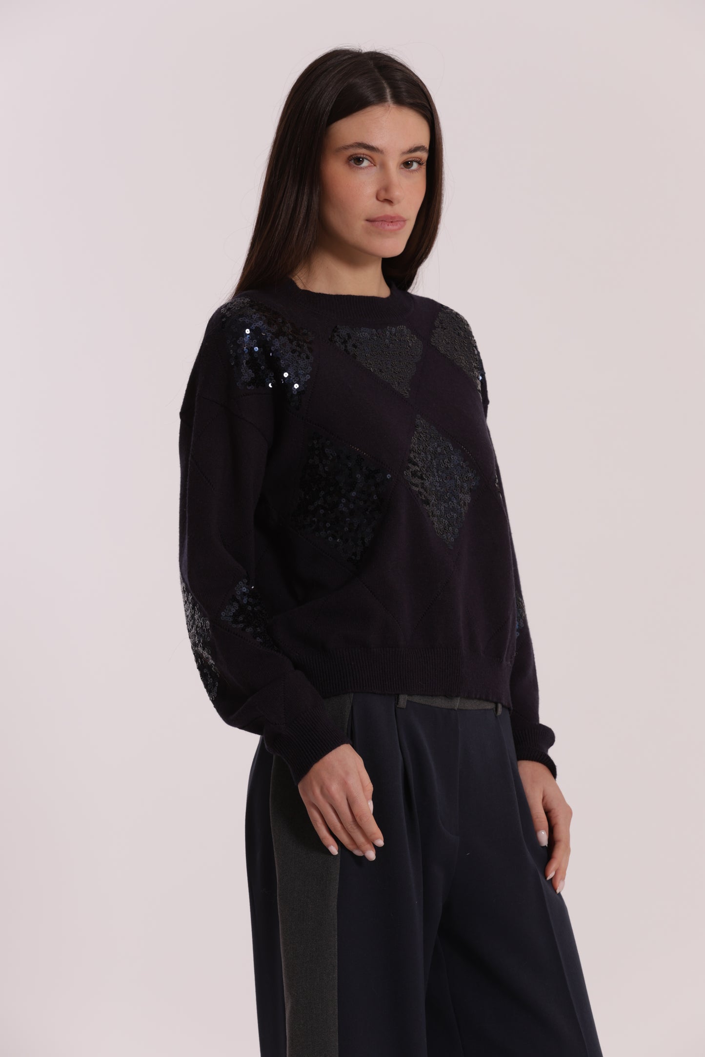 MAGLIA CON ROMBI E PAILLETES