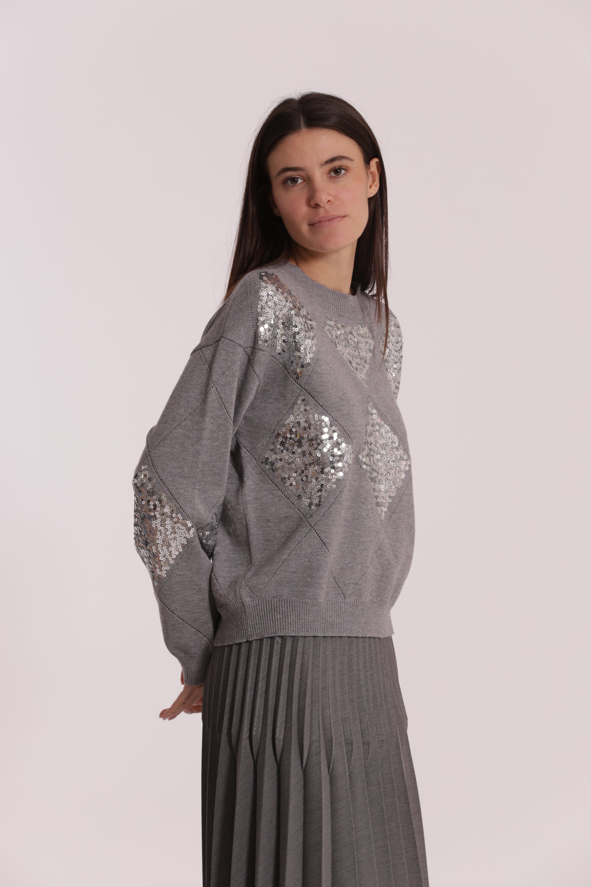 MAGLIA CON ROMBI E PAILLETES