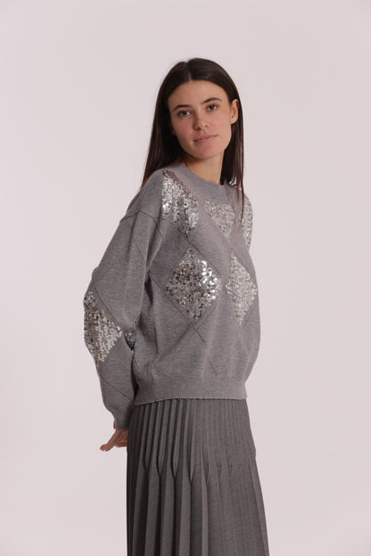 MAGLIA CON ROMBI E PAILLETES