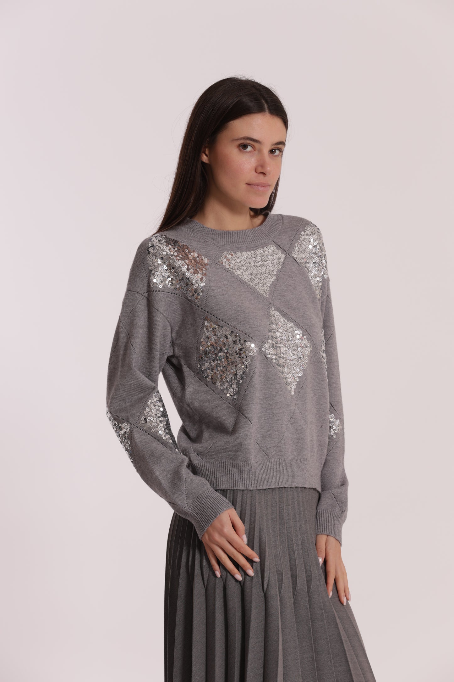 MAGLIA CON ROMBI E PAILLETES