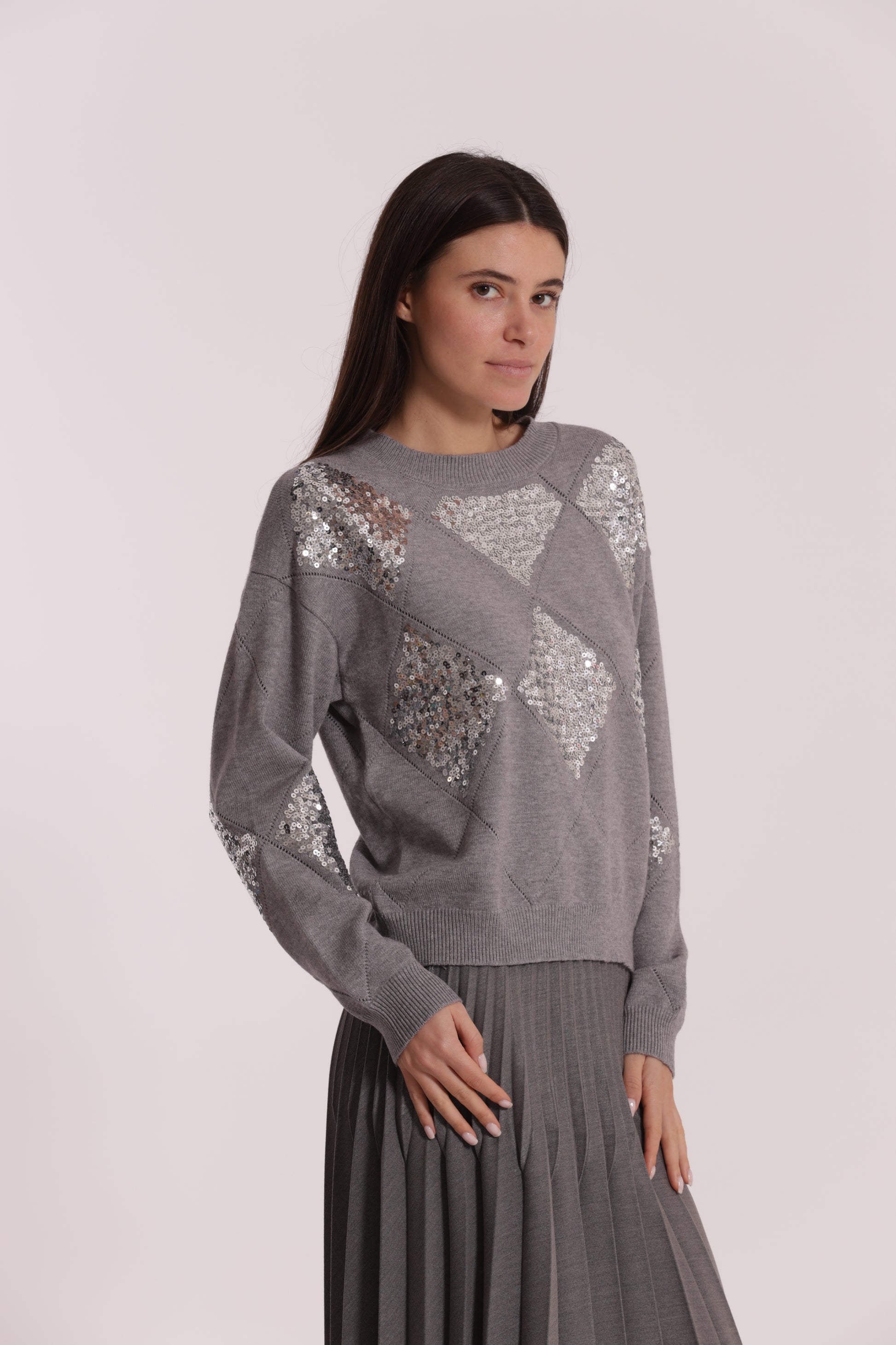 MAGLIA CON ROMBI E PAILLETES