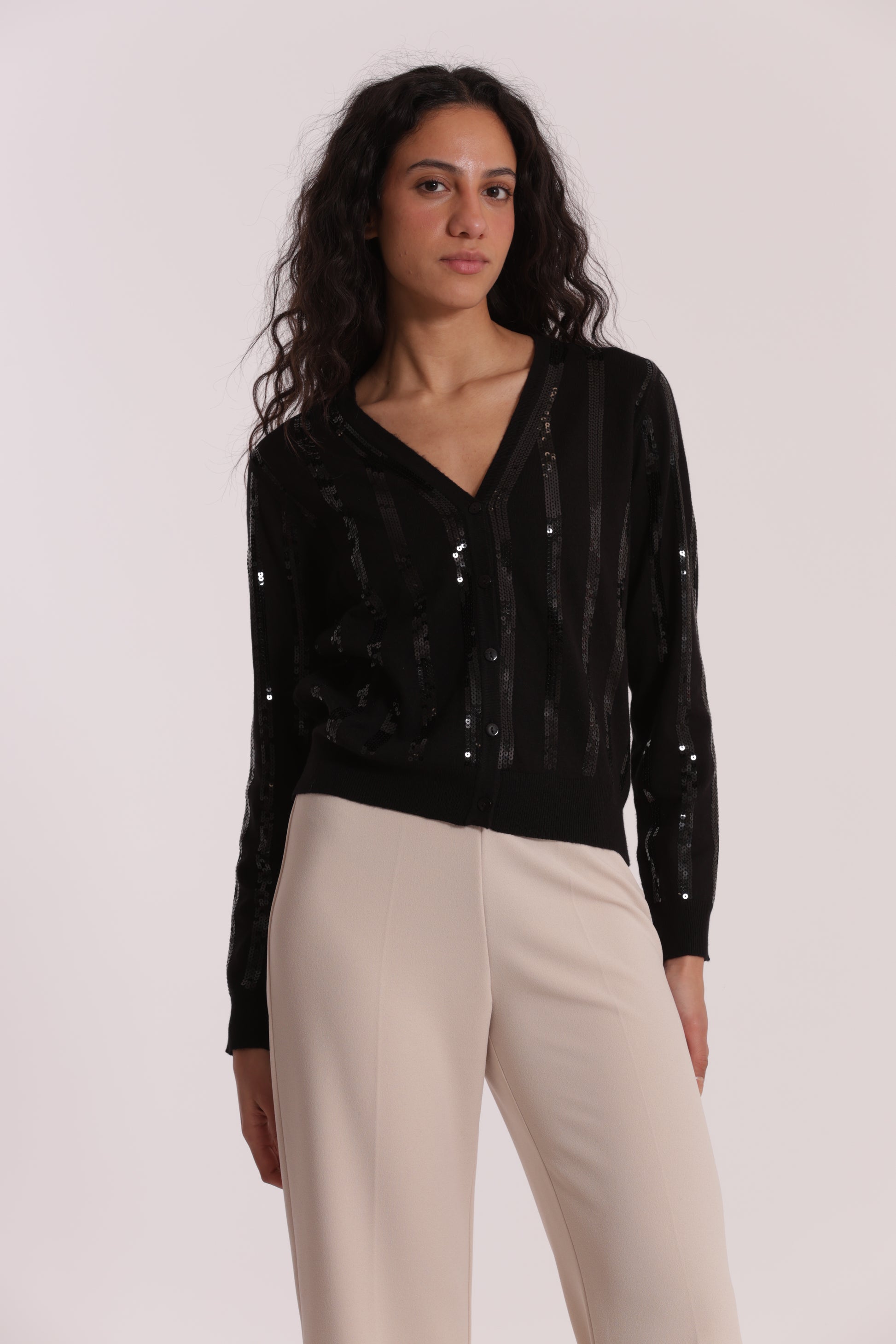 MAGLIA CARDIGAN CON PAILLETES
