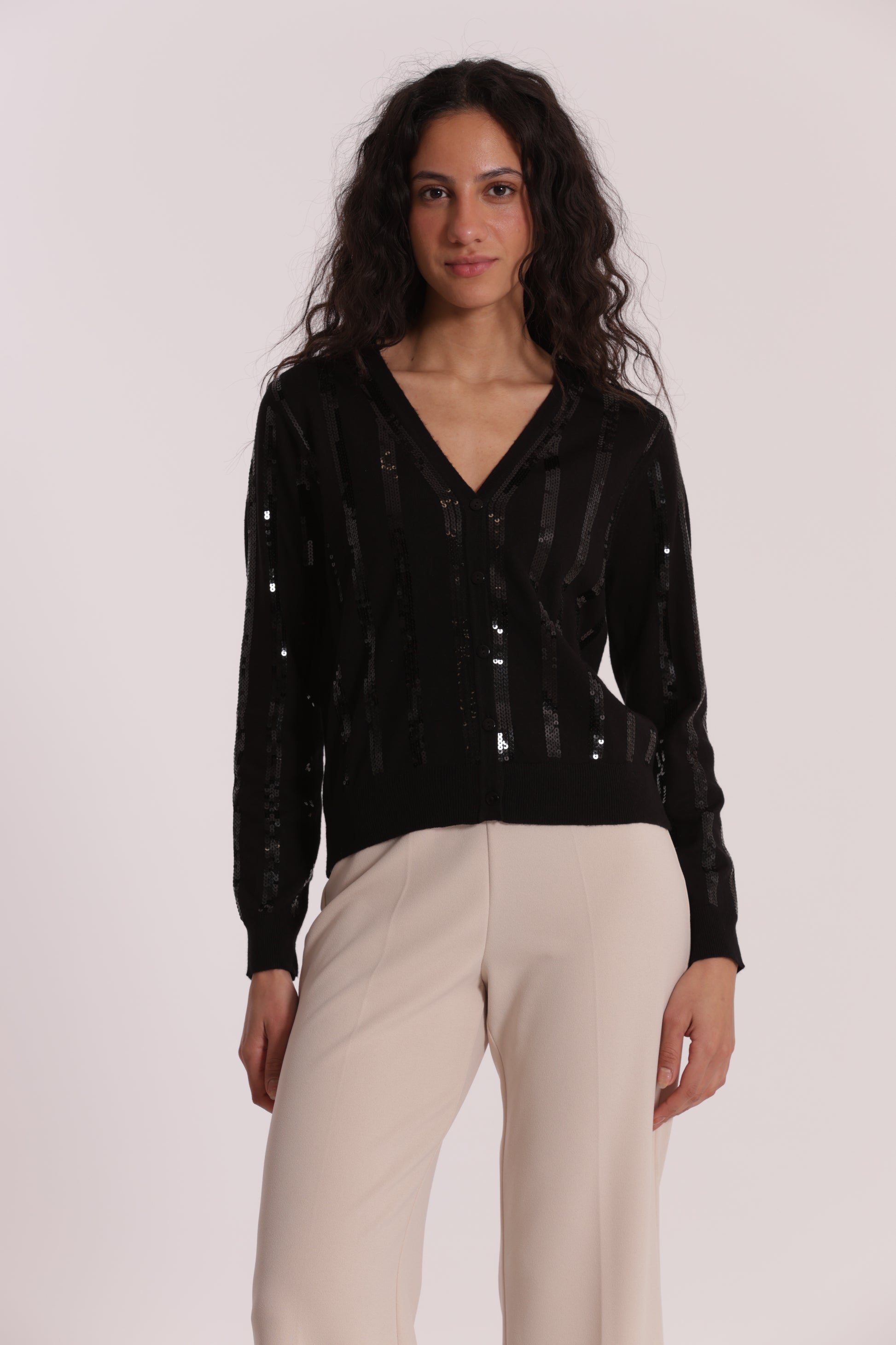 MAGLIA CARDIGAN CON PAILLETES
