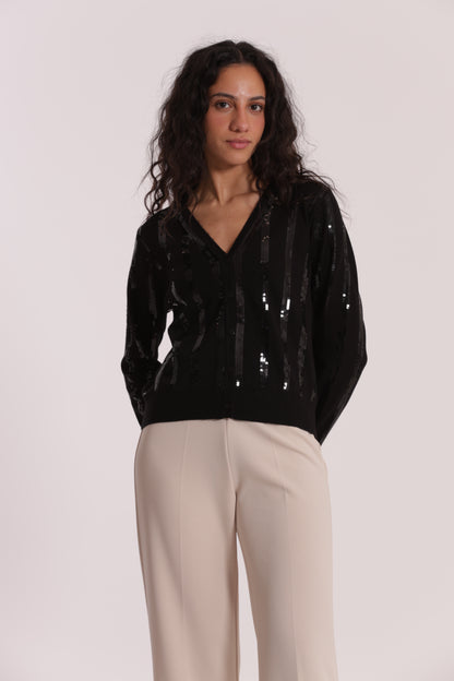 MAGLIA CARDIGAN CON PAILLETES
