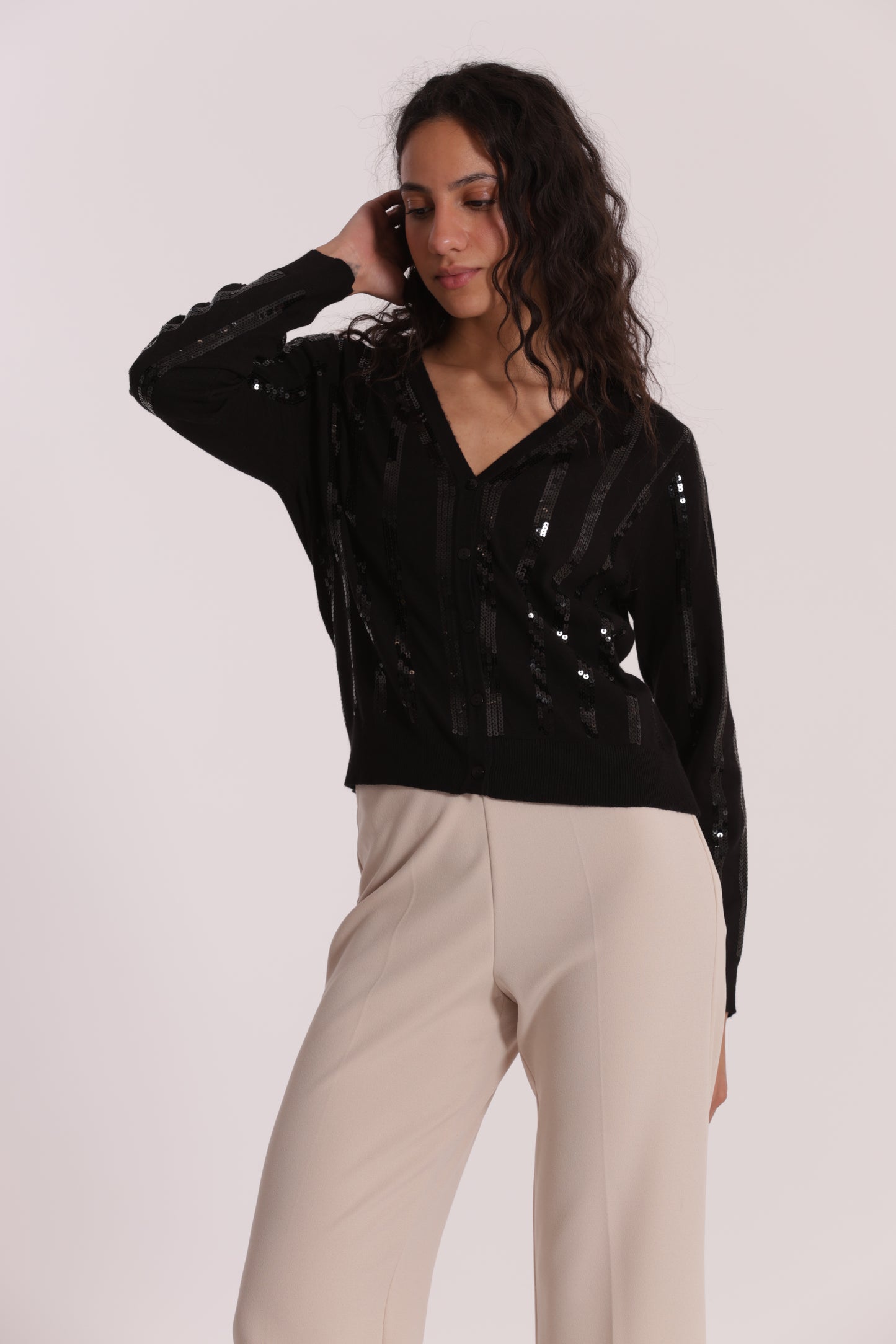MAGLIA CARDIGAN CON PAILLETES