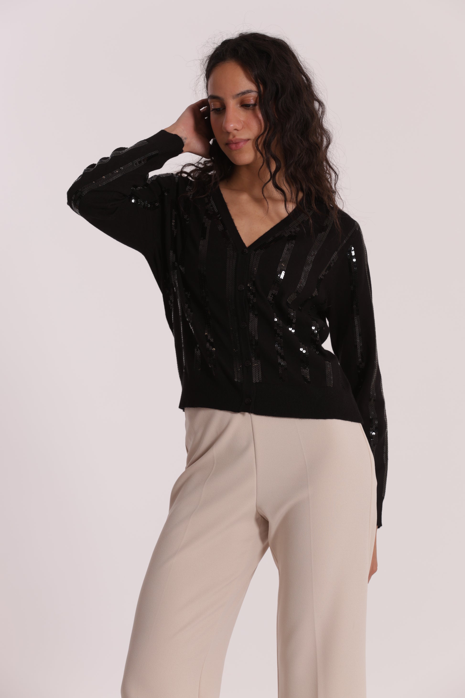 MAGLIA CARDIGAN CON PAILLETES