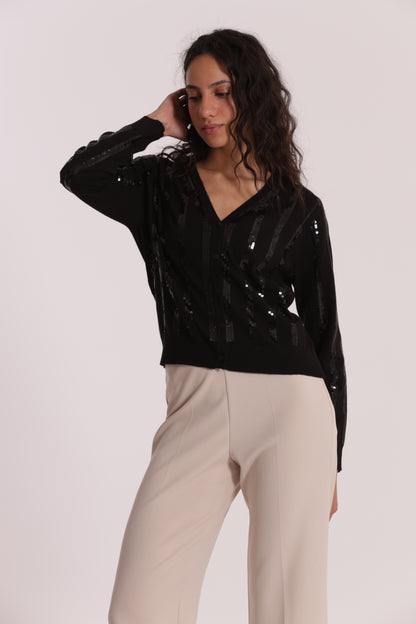 MAGLIA CARDIGAN CON PAILLETES