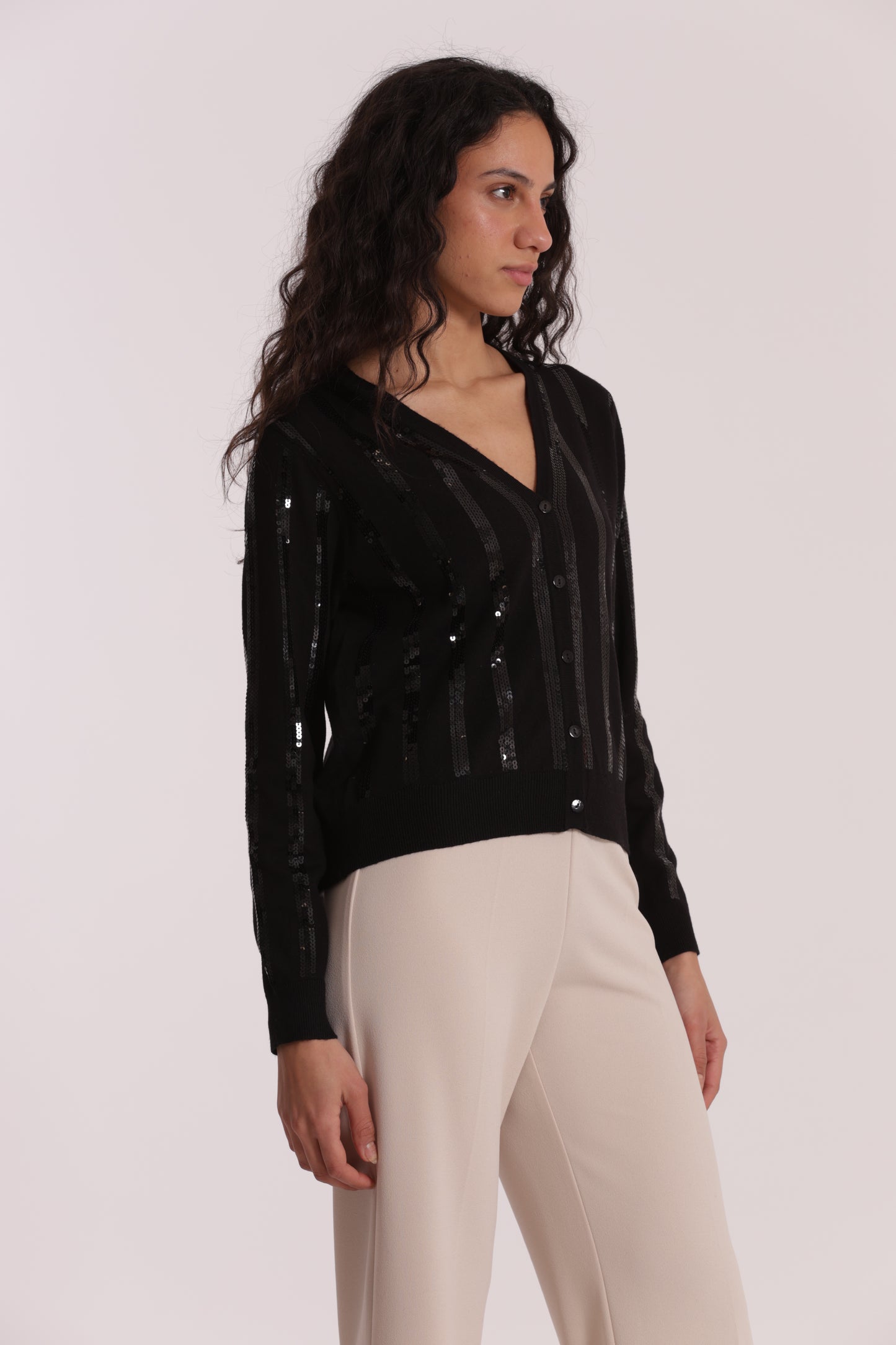 MAGLIA CARDIGAN CON PAILLETES