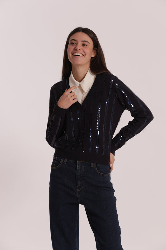 MAGLIA CARDIGAN CON PAILLETES