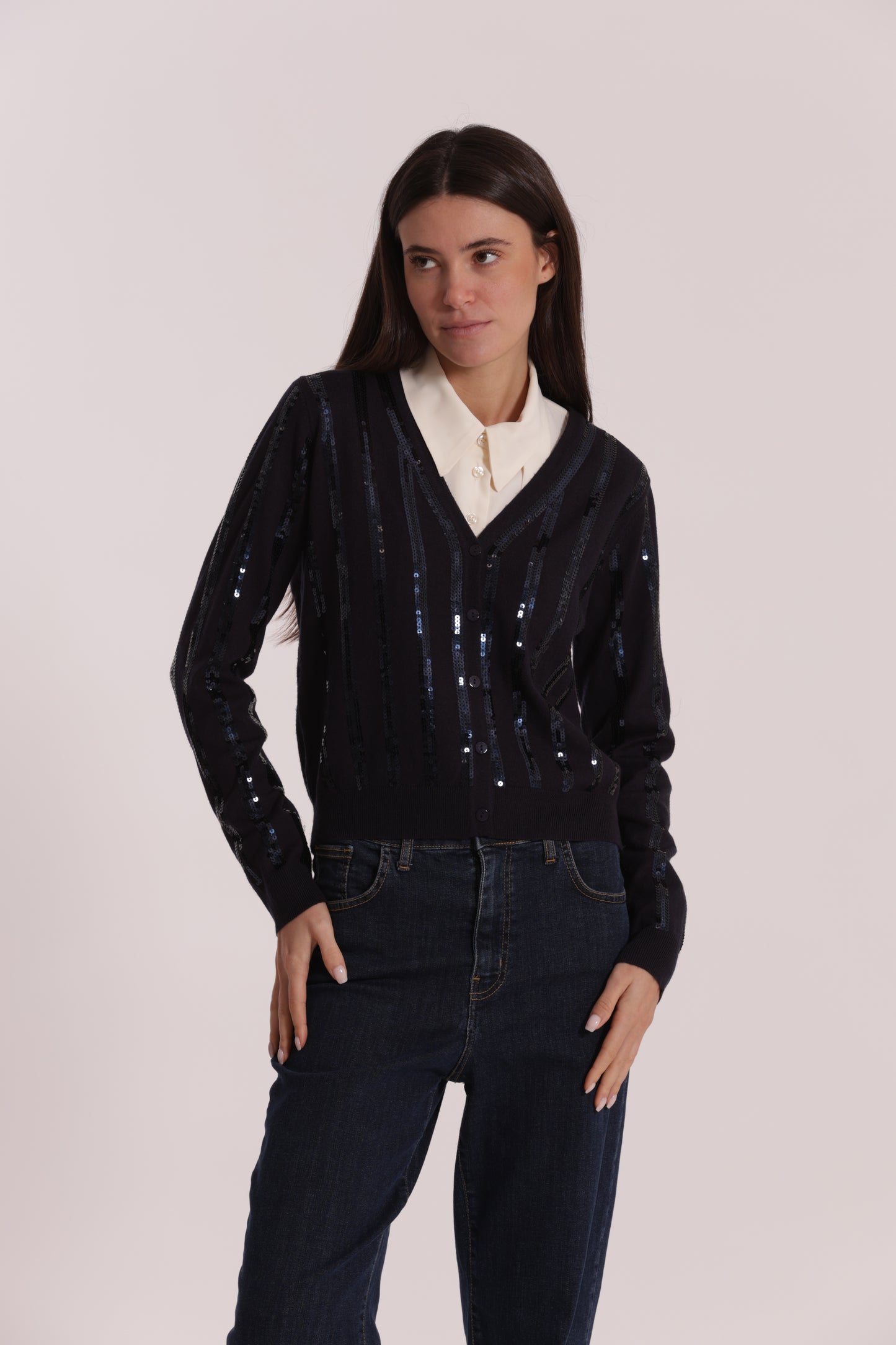 MAGLIA CARDIGAN CON PAILLETES