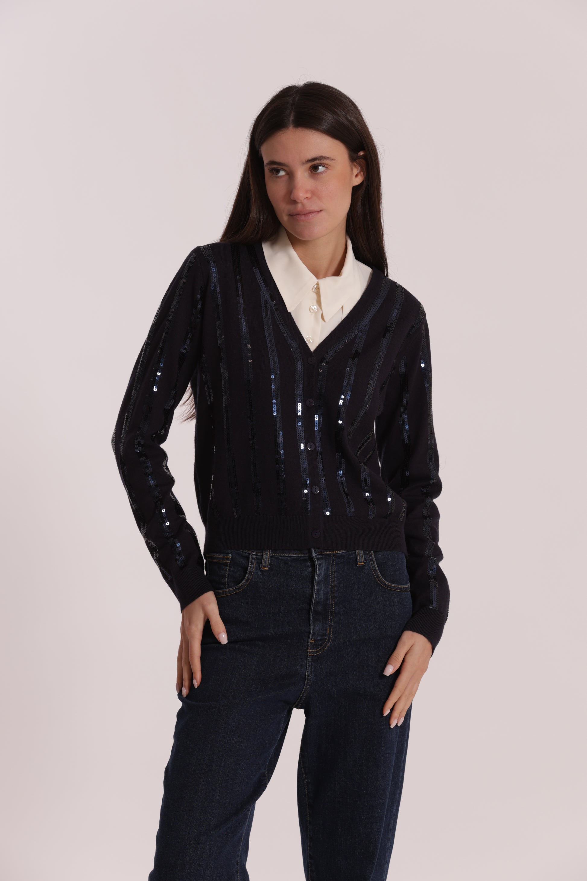 MAGLIA CARDIGAN CON PAILLETES