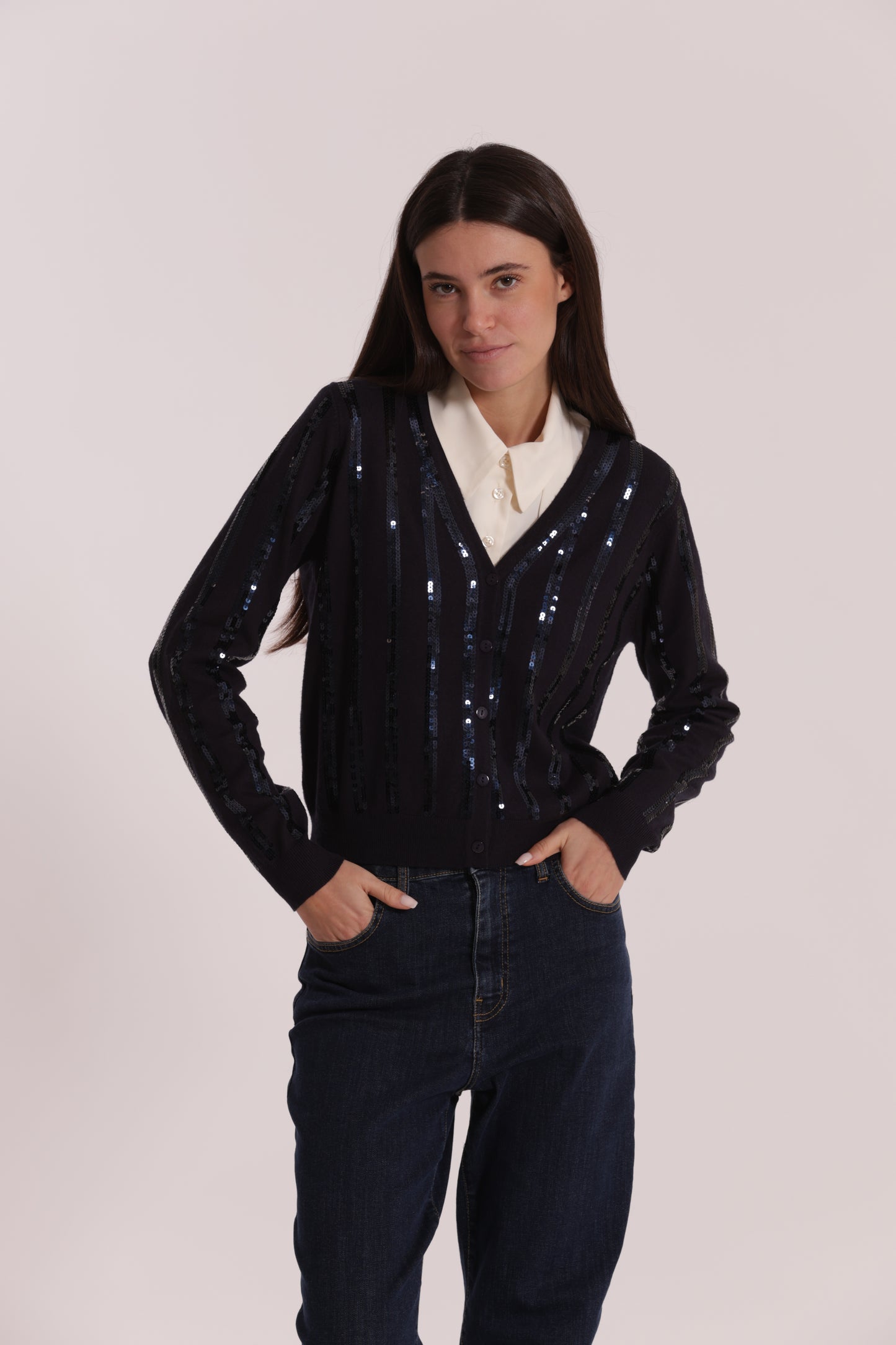 MAGLIA CARDIGAN CON PAILLETES