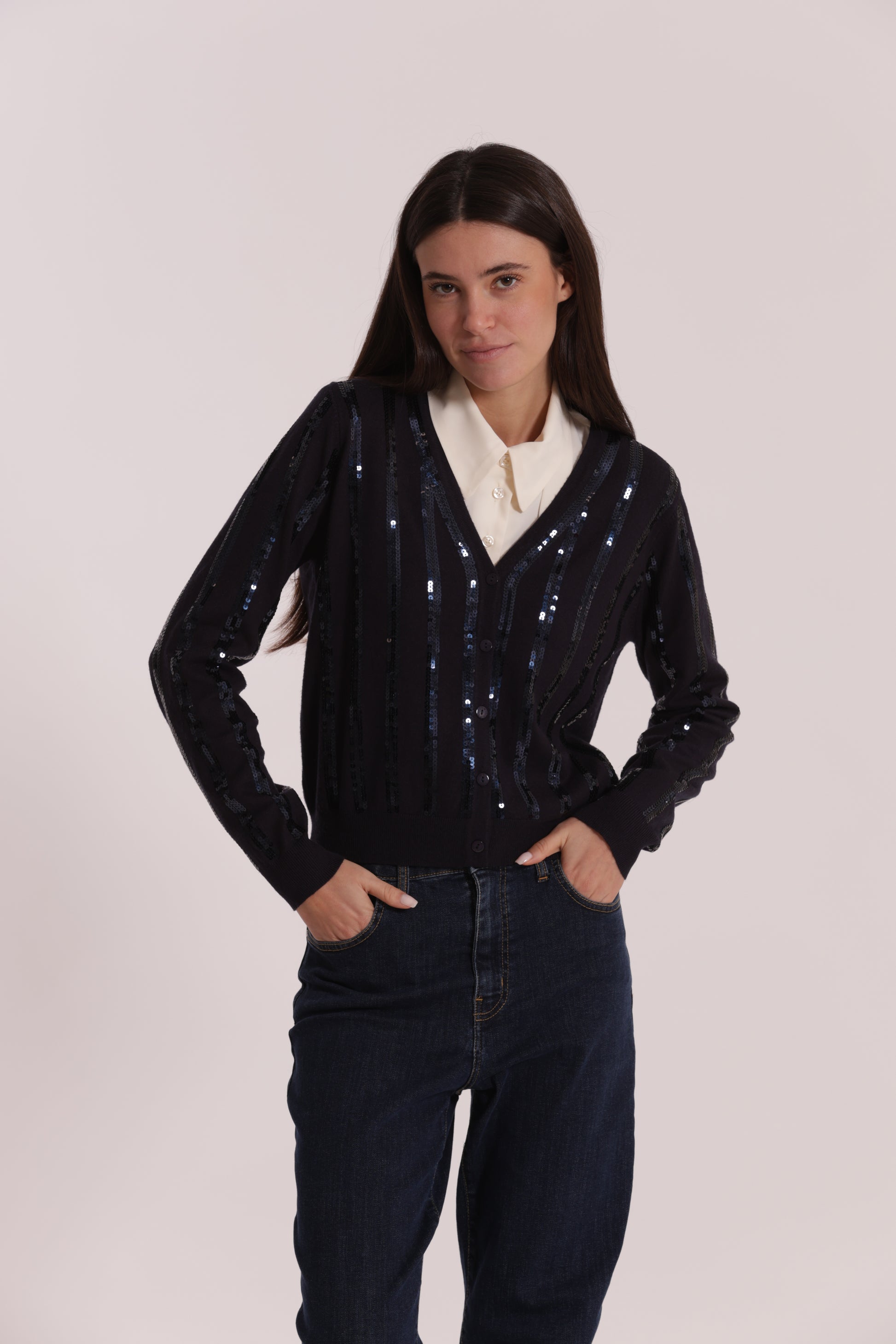 MAGLIA CARDIGAN CON PAILLETES
