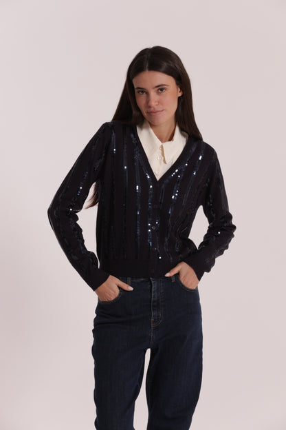 MAGLIA CARDIGAN CON PAILLETES
