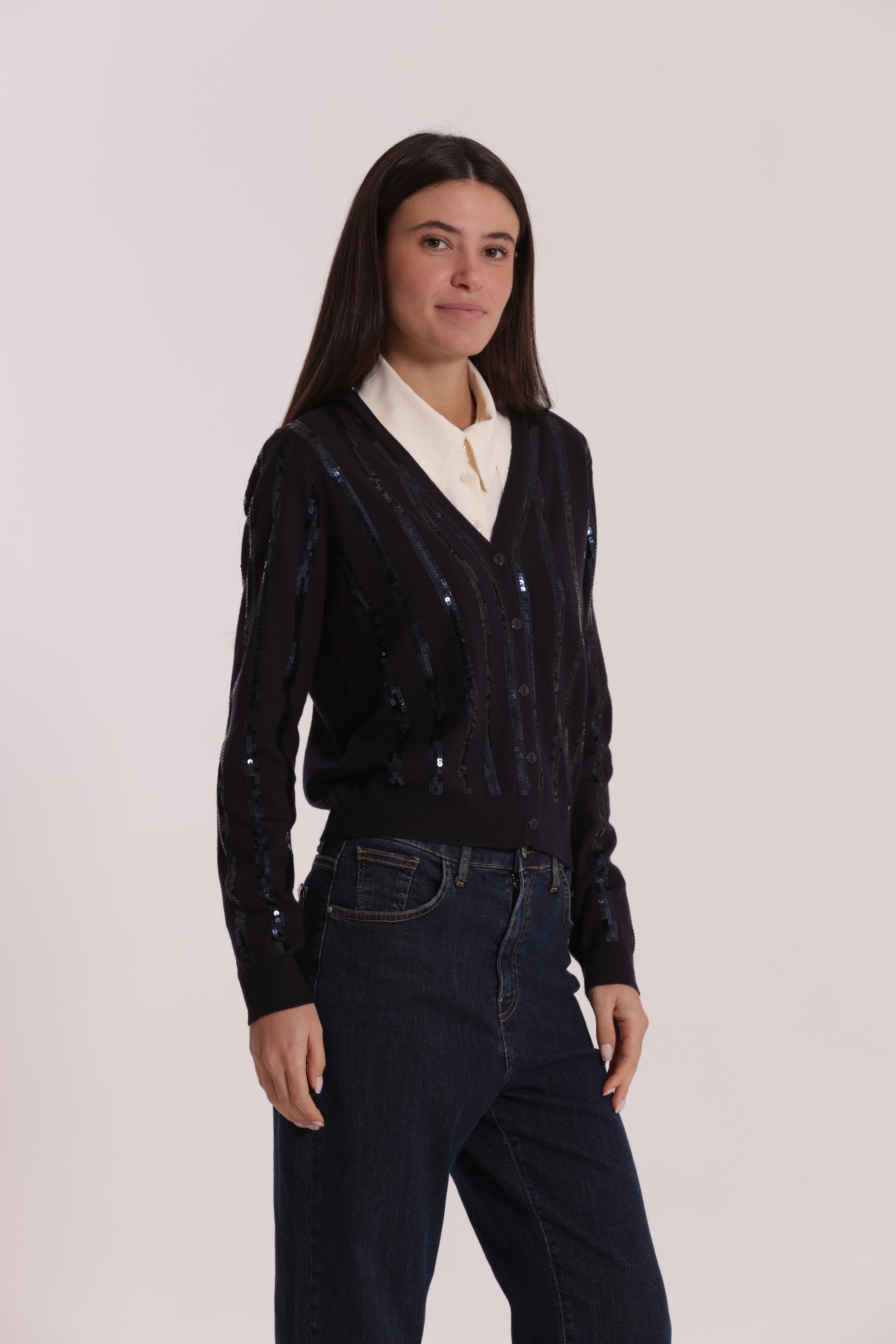 MAGLIA CARDIGAN CON PAILLETES