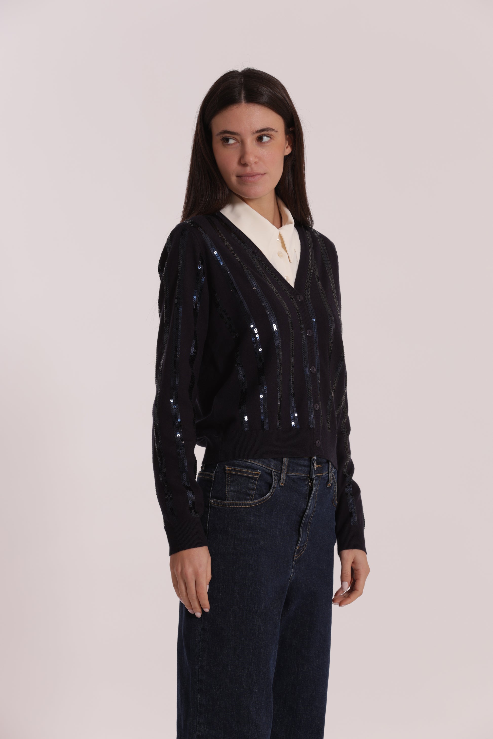 MAGLIA CARDIGAN CON PAILLETES