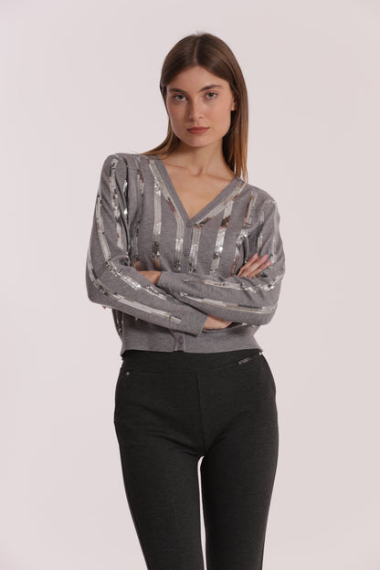 MAGLIA CARDIGAN CON PAILLETES