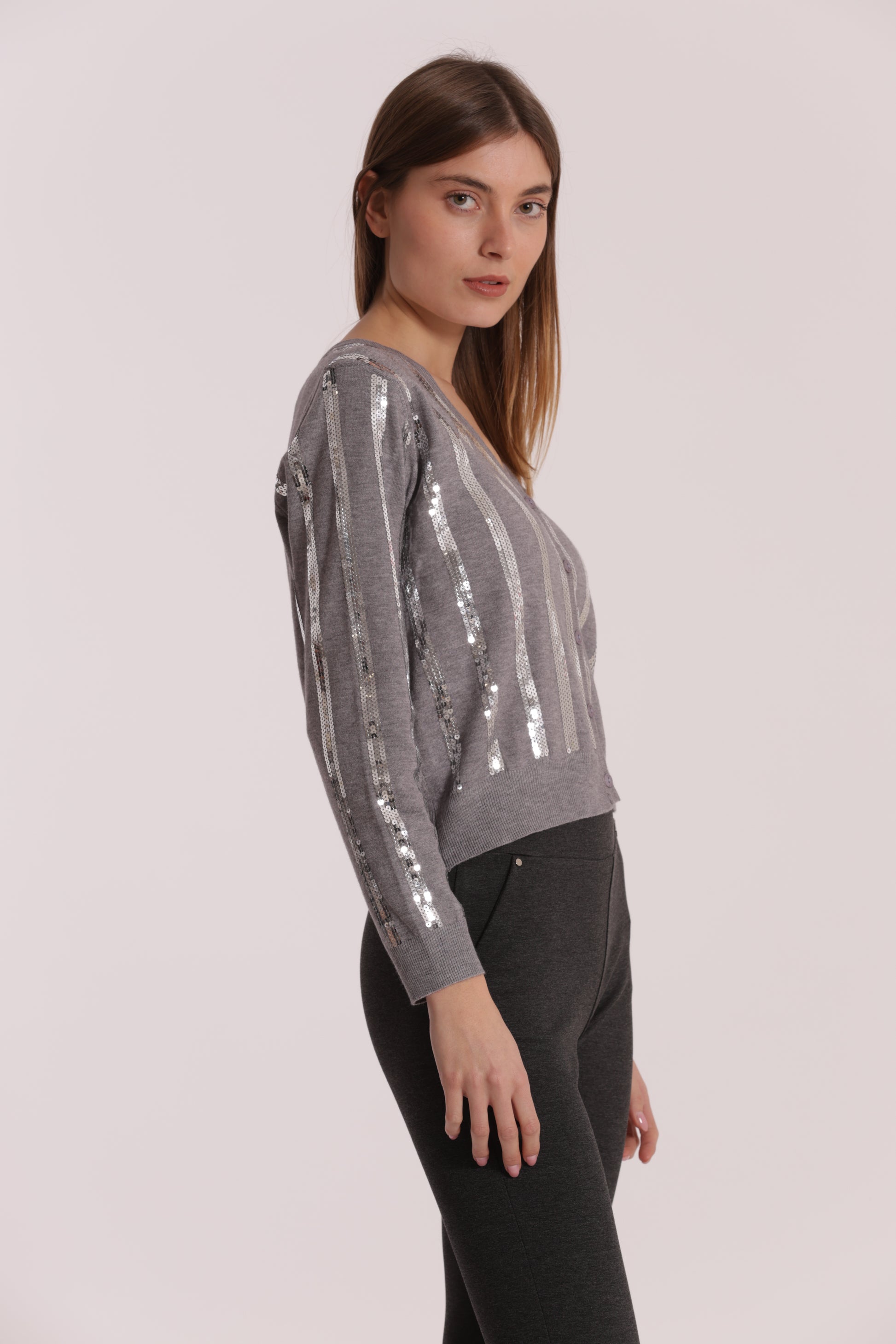 MAGLIA CARDIGAN CON PAILLETES