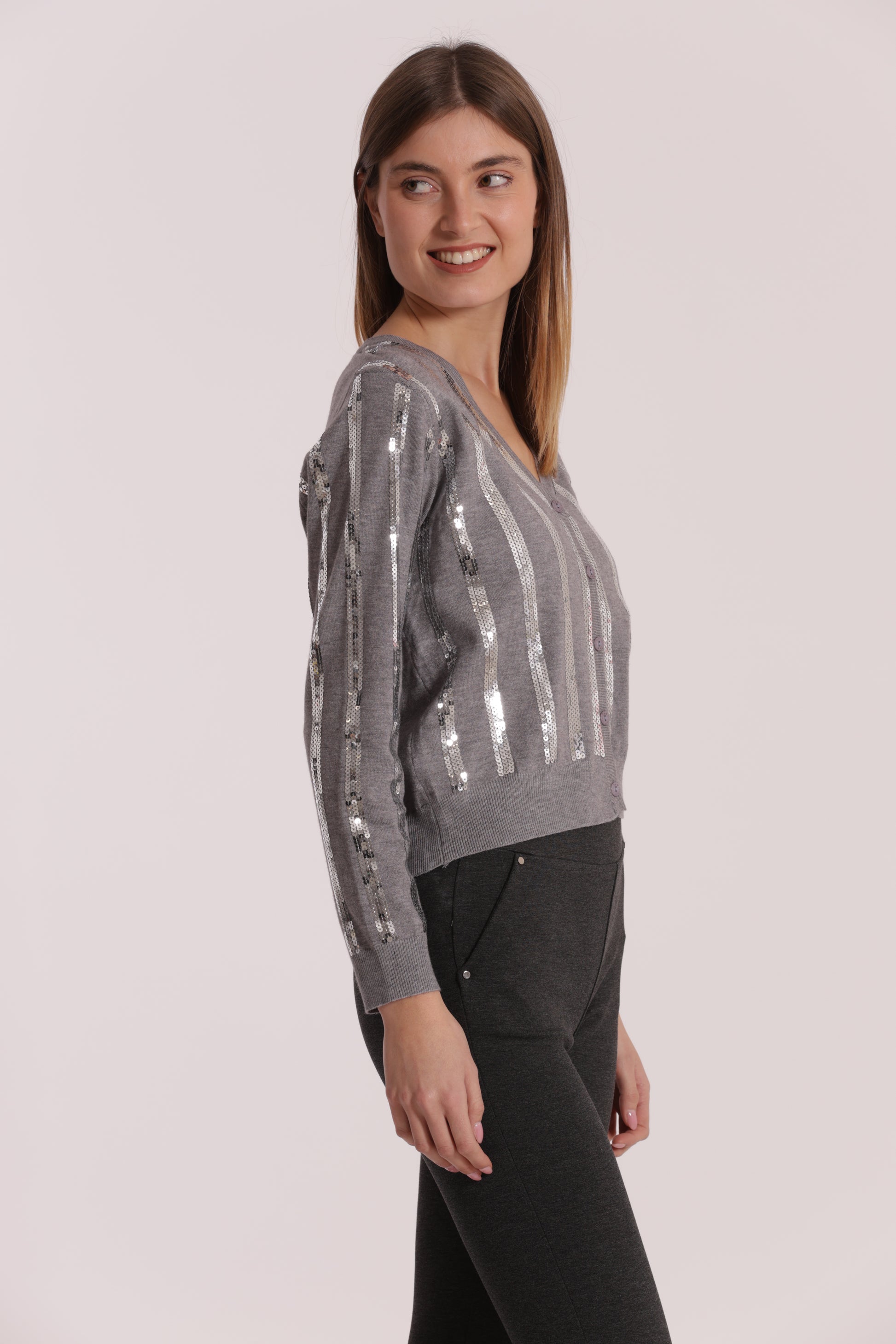 MAGLIA CARDIGAN CON PAILLETES