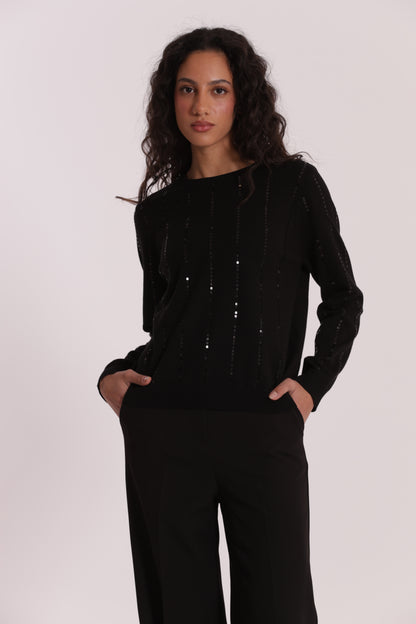MAGLIA SCOLLO TONDO CON PAILLETES