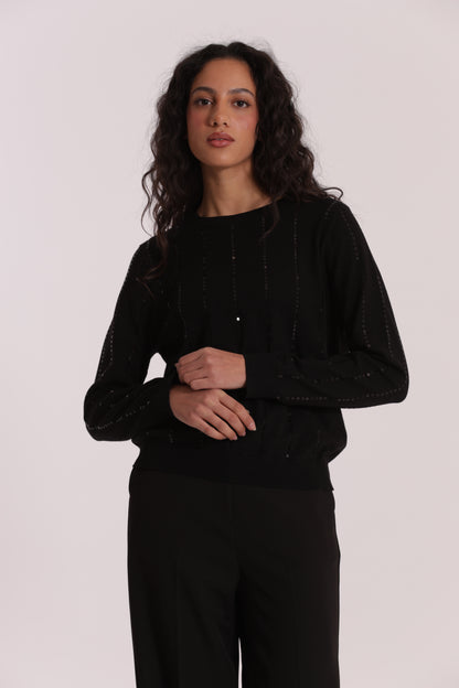 MAGLIA SCOLLO TONDO CON PAILLETES