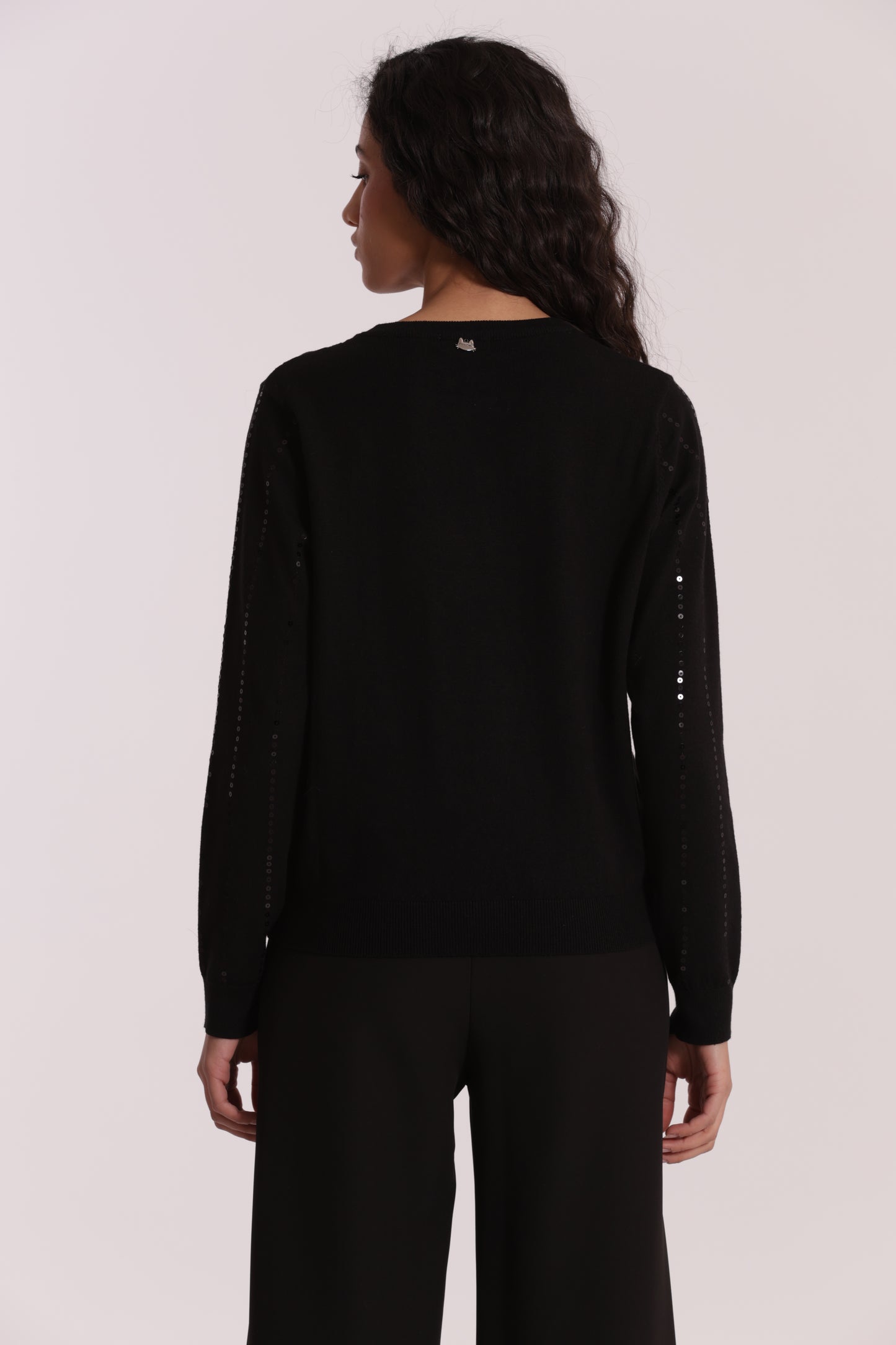MAGLIA SCOLLO TONDO CON PAILLETES