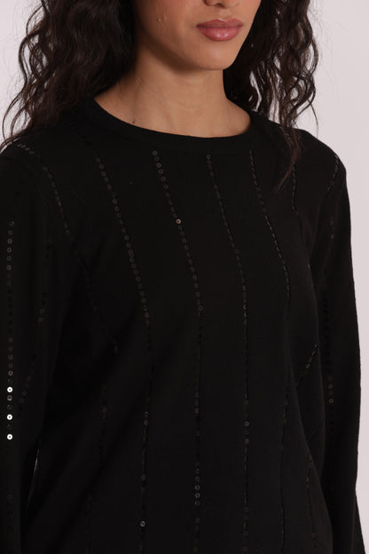 MAGLIA SCOLLO TONDO CON PAILLETES