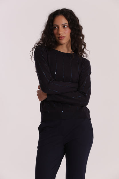 MAGLIA SCOLLO TONDO CON PAILLETES