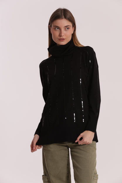 MAGLIA OVER CON SPACCHI LATERALI  E PAILLETTES
