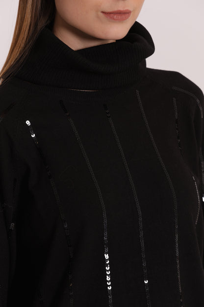 MAGLIA OVER CON SPACCHI LATERALI  E PAILLETTES