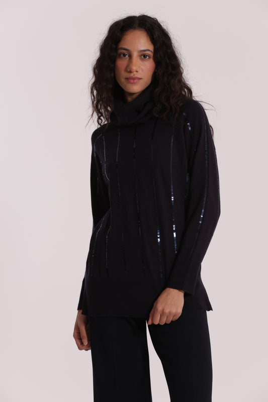 MAGLIA OVER CON SPACCHI LATERALI  E PAILLETTES