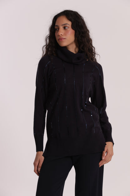 MAGLIA OVER CON SPACCHI LATERALI  E PAILLETTES