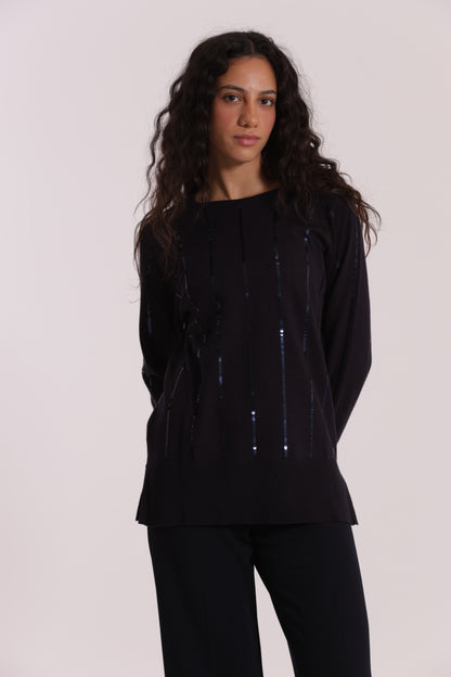 MAGLIA OVER CON SPACCHI LATERALI  E PAILLETTES