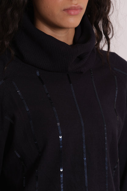 MAGLIA OVER CON SPACCHI LATERALI  E PAILLETTES