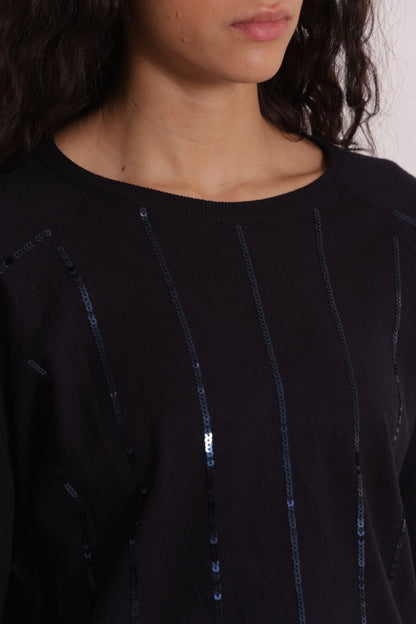 MAGLIA OVER CON SPACCHI LATERALI  E PAILLETTES