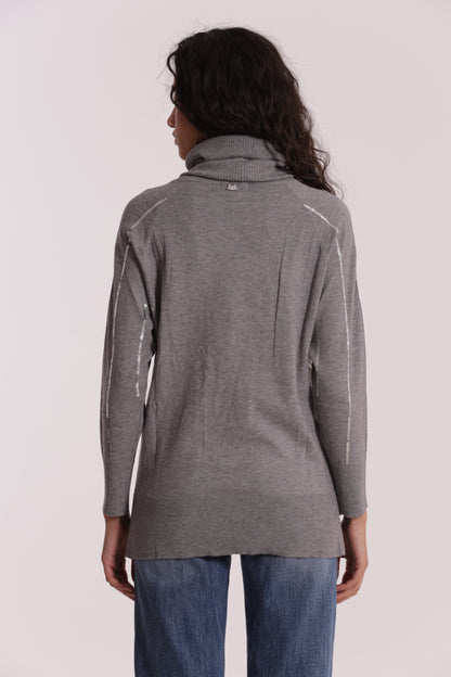 MAGLIA OVER CON SPACCHI LATERALI  E PAILLETTES