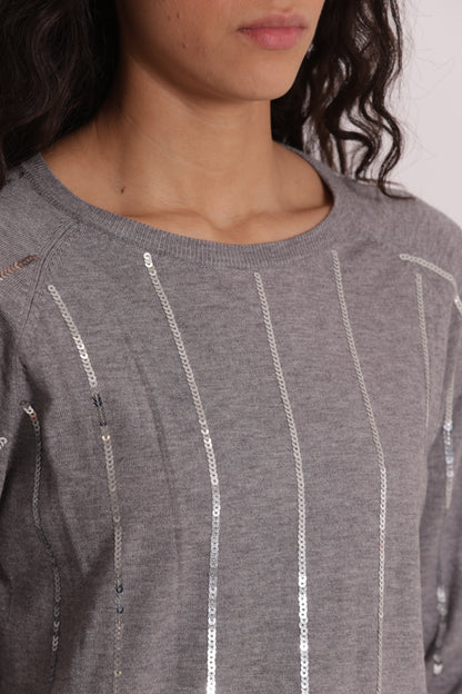 MAGLIA OVER CON SPACCHI LATERALI  E PAILLETTES