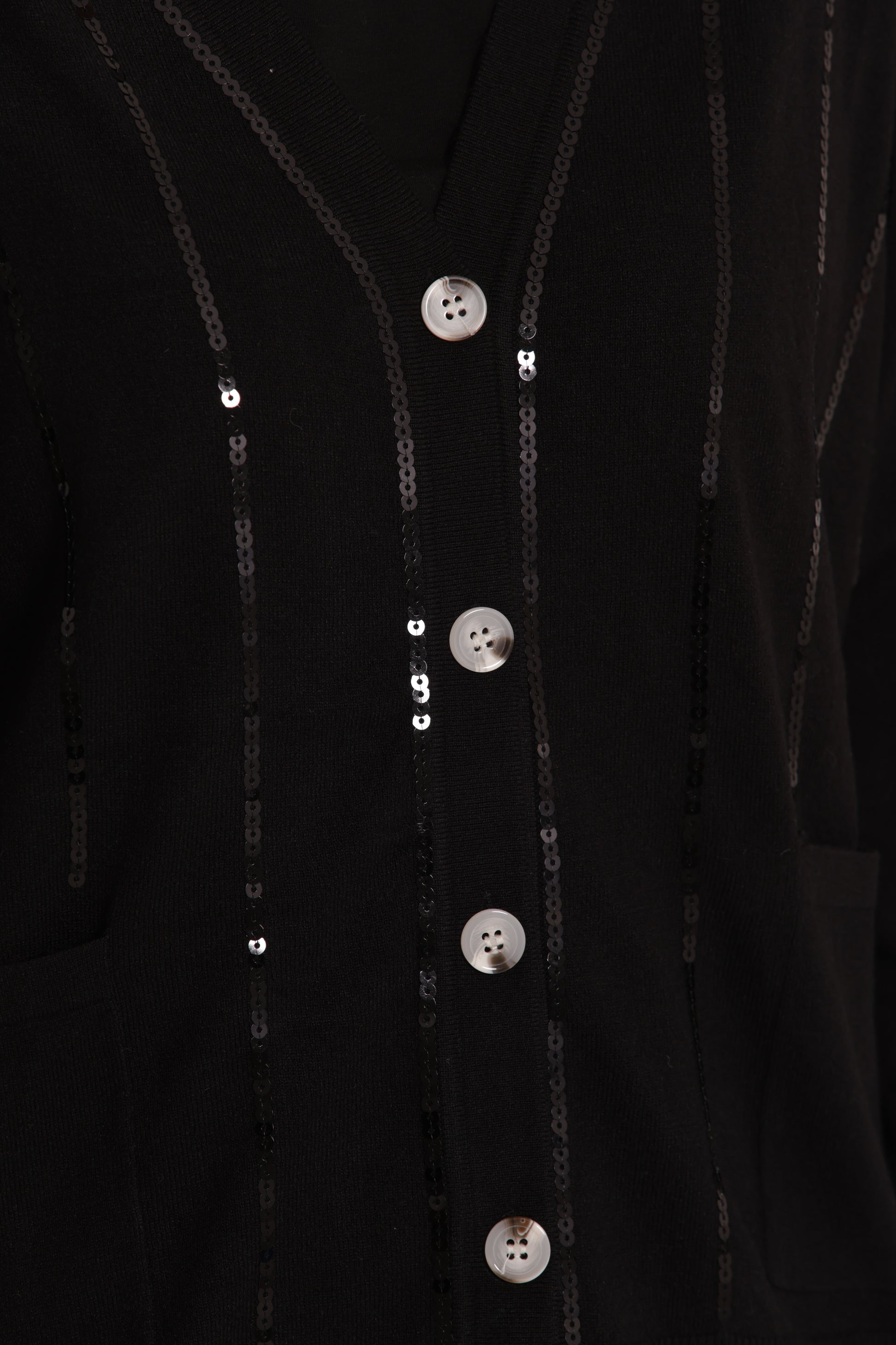 MAGLIA CARDIGAN CON BORDI PAILLETTES