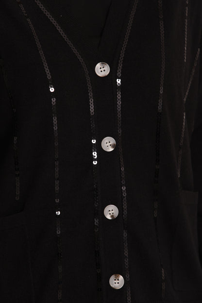 MAGLIA CARDIGAN CON BORDI PAILLETTES