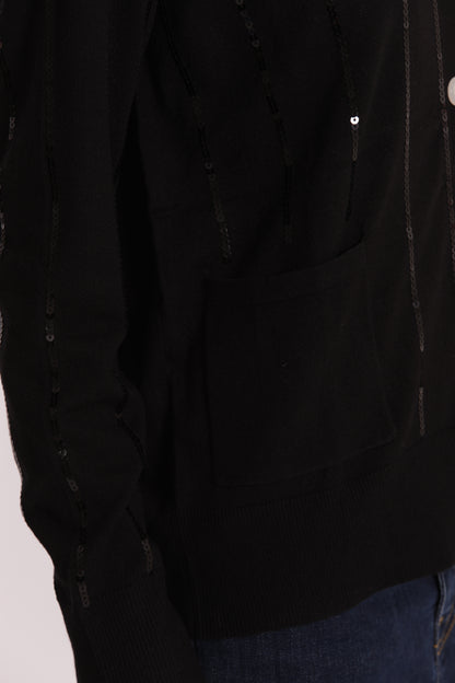 MAGLIA CARDIGAN CON BORDI PAILLETTES