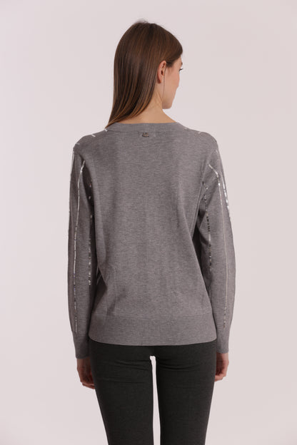 MAGLIA CARDIGAN CON BORDI PAILLETTES