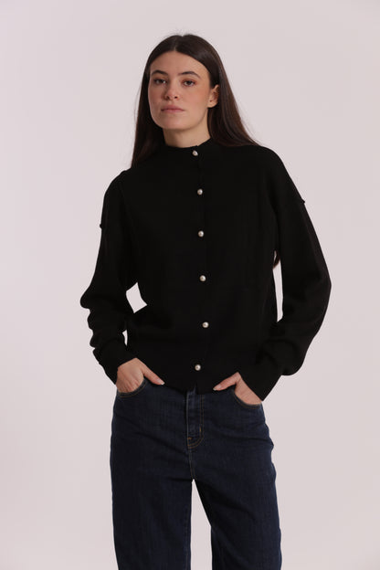MAGLIA CARDIGAN CON BOTTONI PERLE