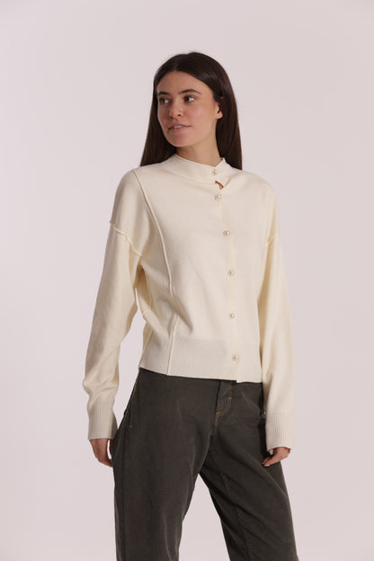 MAGLIA CARDIGAN CON BOTTONI PERLE