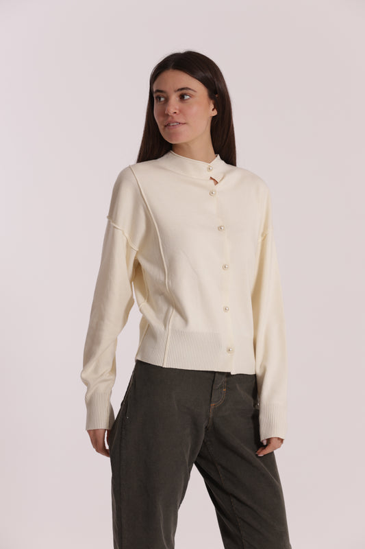 MAGLIA CARDIGAN CON BOTTONI PERLE