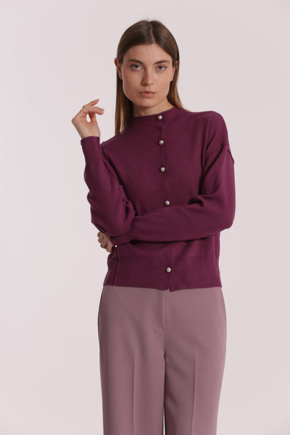 MAGLIA CARDIGAN CON BOTTONI PERLE