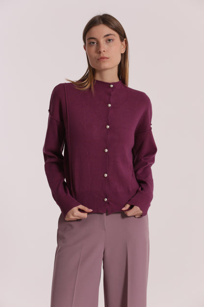 MAGLIA CARDIGAN CON BOTTONI PERLE