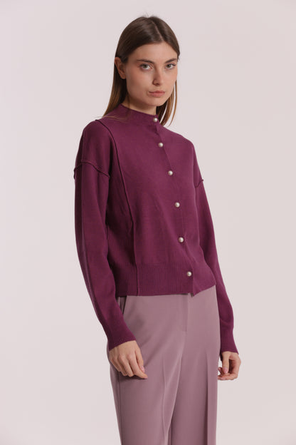 MAGLIA CARDIGAN CON BOTTONI PERLE